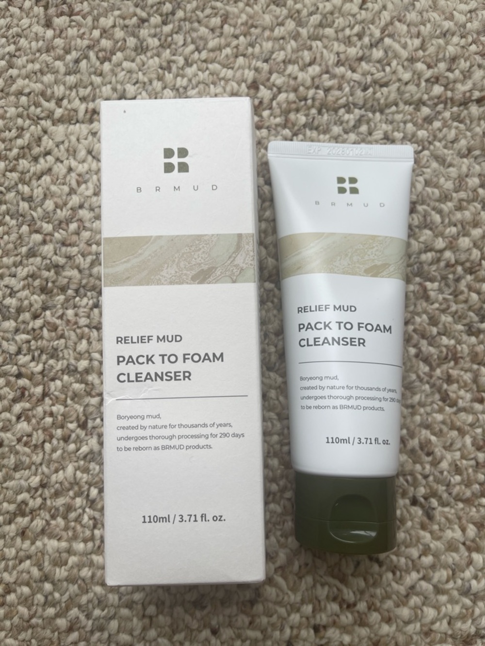 BRMUD Relief Mud Pack to Foam Cleanser - White & Olive Green